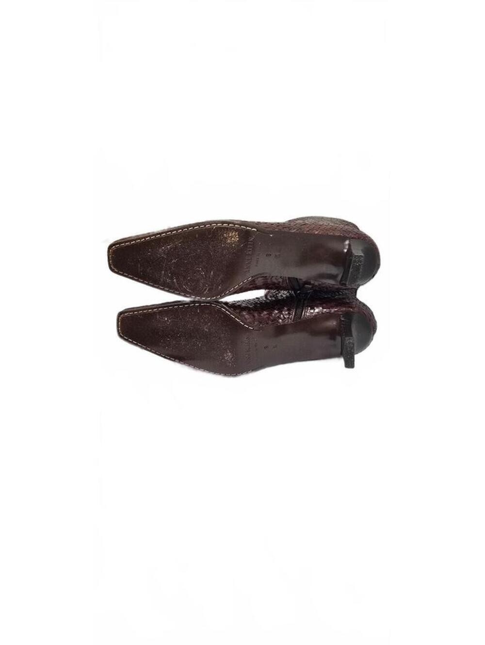 Anne Klein Brown Woven Leather Ankle Boots Size 8 - Picture 4 of 5